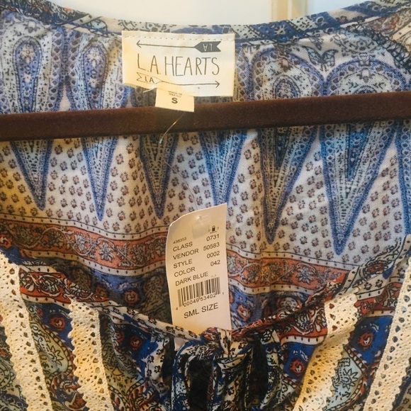 LA Hearts | NWT Multi Color PacSun Paisley Print Boho Bell Sleeve Top S - Picture 4 of 6